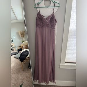 BHLDN v-neck floor length bridesmaid dress